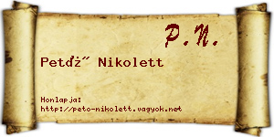 Pető Nikolett névjegykártya